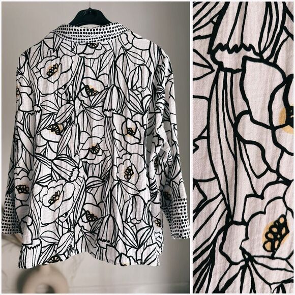 HABITAT PALM BEACH FLORAL SWING SHIRT LARGE WHITE - Picture 2 of 4